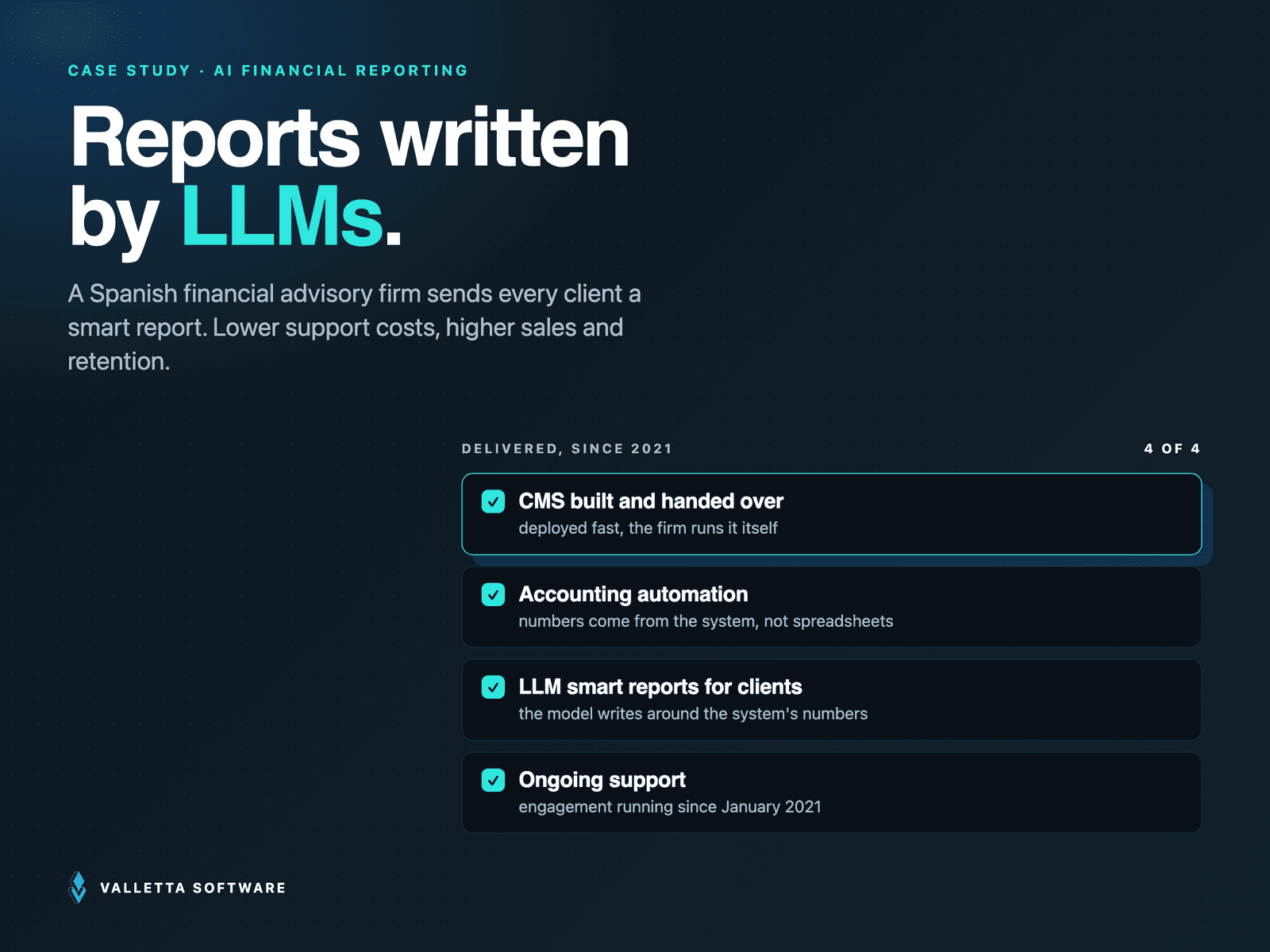 LLM-Written Client Reports Lifted a Financial Advisory Firm's Sales and Retention case study preview